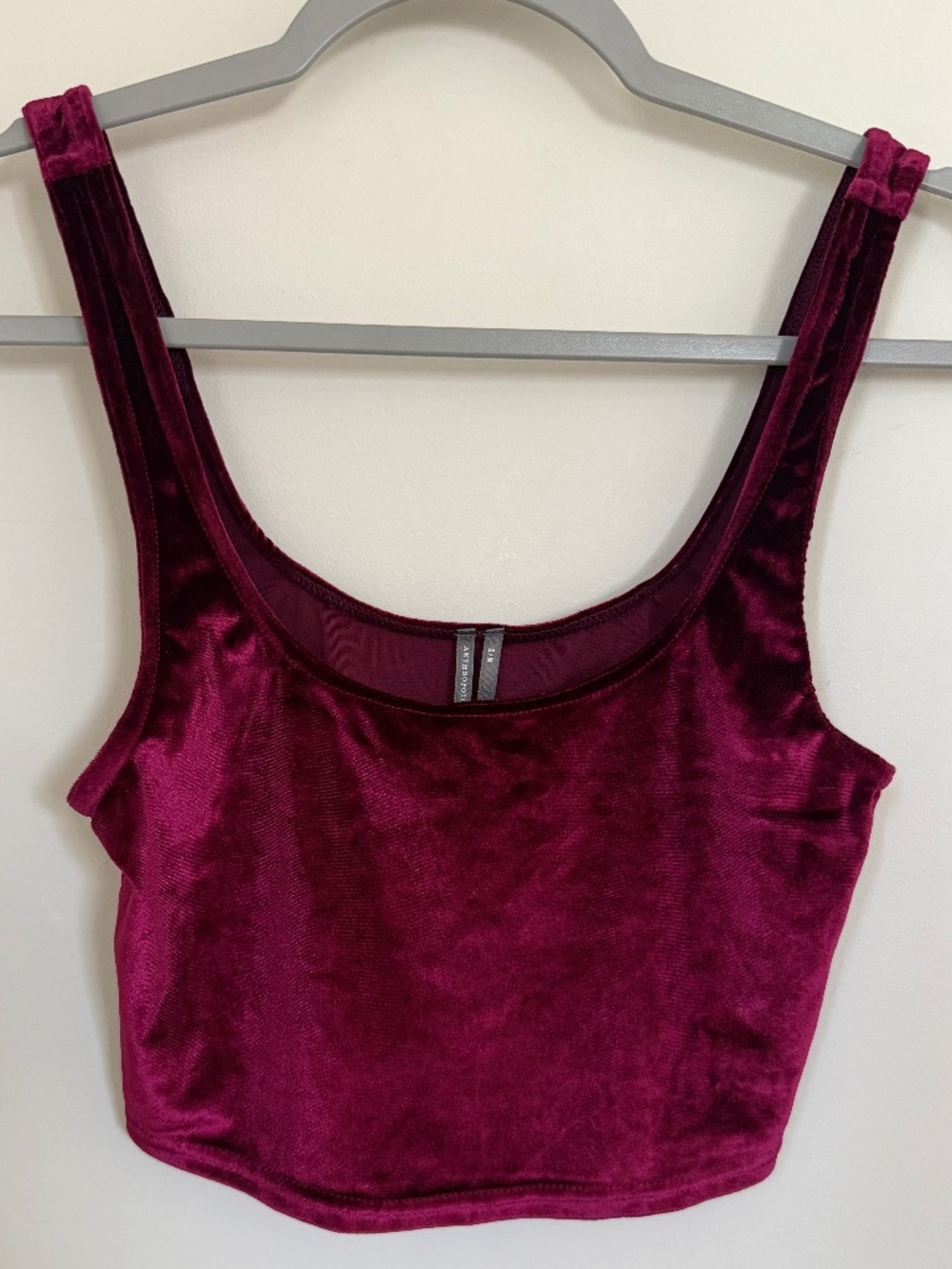 Anthropologie Burgundy Velvet Crop Tank Top Wine Red Sleeveless Size S